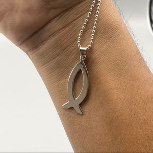 Sterling Silver Faith Fish Necklace, Silver Chain